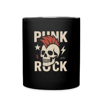 Punkrock Totenkopf – Rebellisch & Laut! - Tasse einfarbig - Schwarz - Vorne