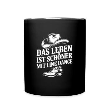Das Leben ist schöner mit Line Dance - Tasse einfarbig - Schwarz - Vorne