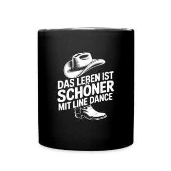 Das Leben ist schöner mit Line Dance - Tasse einfarbig - Schwarz - Vorne