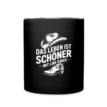 Das Leben ist schöner mit Line Dance - Tasse einfarbig - Schwarz - Vorne