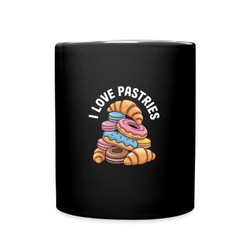 Ich liebe Gebäck Köstliche Süße Leckereien Kunst - Tasse einfarbig - Schwarz - Vorne