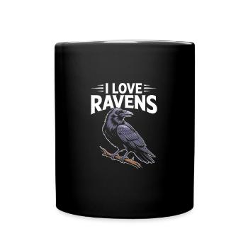 J’aime l’art des corbeaux avec un oiseau majestueux perché sur - Mug uni - noir - Devant