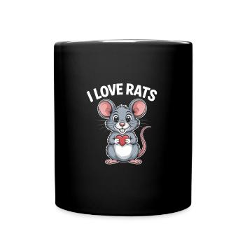 J’aime les rats Graphique de dessin animé mignon pour les amoureux des rats - Mug uni - noir - Devant