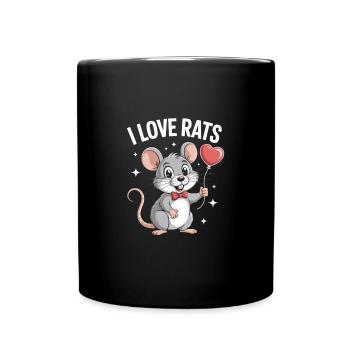 Adorable Rat Lover Cartoon Illustration with - Full Colour Mug - black - Front