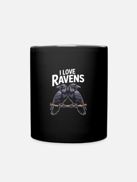 I Love Ravens - Majestätische Vogelliebhaber vereinigen sich mit - Tasse einfarbig - Schwarz