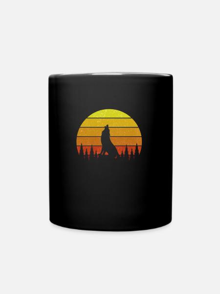 Heulend Wolf Sonnenuntergang - Tasse einfarbig - Schwarz