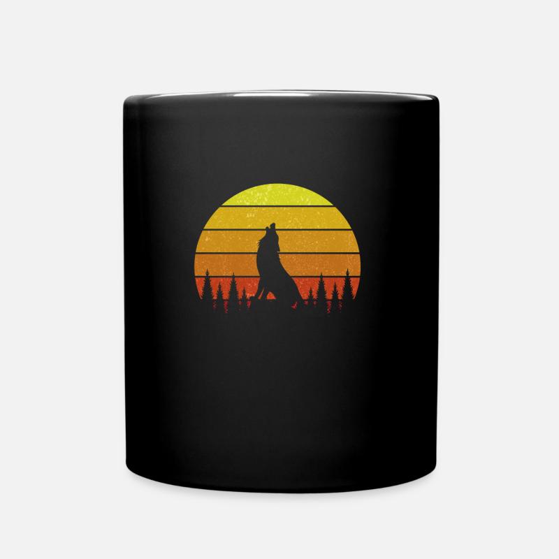 Heulend Wolf Sonnenuntergang - Tasse einfarbig - Schwarz