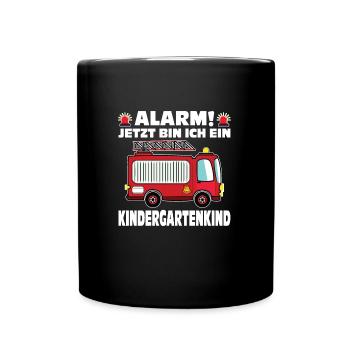 Kindergarten Feuerwehr Kindergartenkind Geschenk - Tasse einfarbig - Schwarz - Vorne