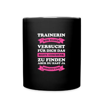 Trainerin Sport Sportler Geschenk - Tasse einfarbig - Schwarz - Vorne