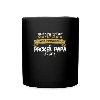Dackel Papa Dachshund Geschenk - Tasse einfarbig - Schwarz - Vorne