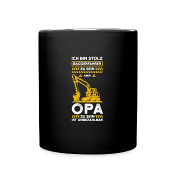 Bagger Opa Baggerfahrer Geschenk - Tasse einfarbig - Schwarz - Vorne