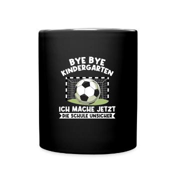 Schulkind Fußball Erstklässler Geschenk - Tasse einfarbig - Schwarz - Vorne