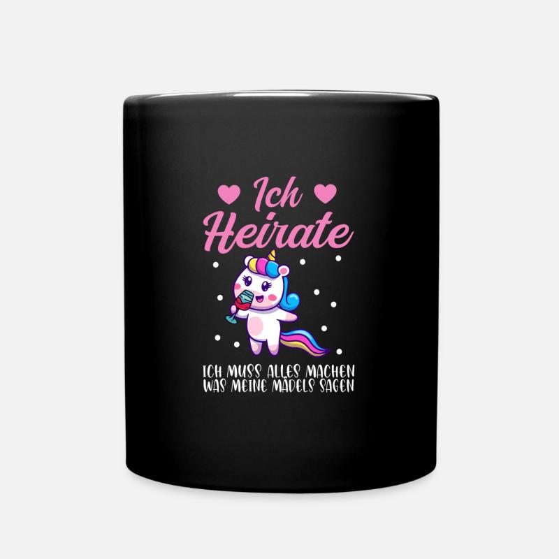 Braut Einhorn Bräute Geschenk - Tasse einfarbig - Schwarz