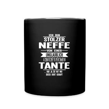 Neffe Tante Neffen Geschenk - Tasse einfarbig - Schwarz - Vorne