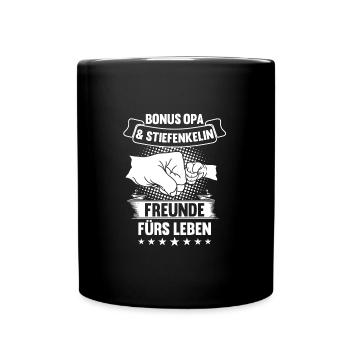 Bonus Opa Stiefenkelin Stiefopa Geschenk - Tasse einfarbig - Schwarz - Vorne