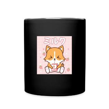 Japanese Kawaii Strawberry Milk Gift - Full Colour Mug - black - Front