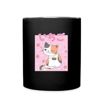 Japanese Japanese Strawberry Cat Gift - Full Colour Mug - black - Front