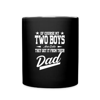 Vater von 2 Söhnen Dad 2 Sons Geschenk - Tasse einfarbig - Schwarz - Vorne