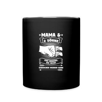 Mama 2 Söhne Mutter Geschenk - Tasse einfarbig - Schwarz - Vorne