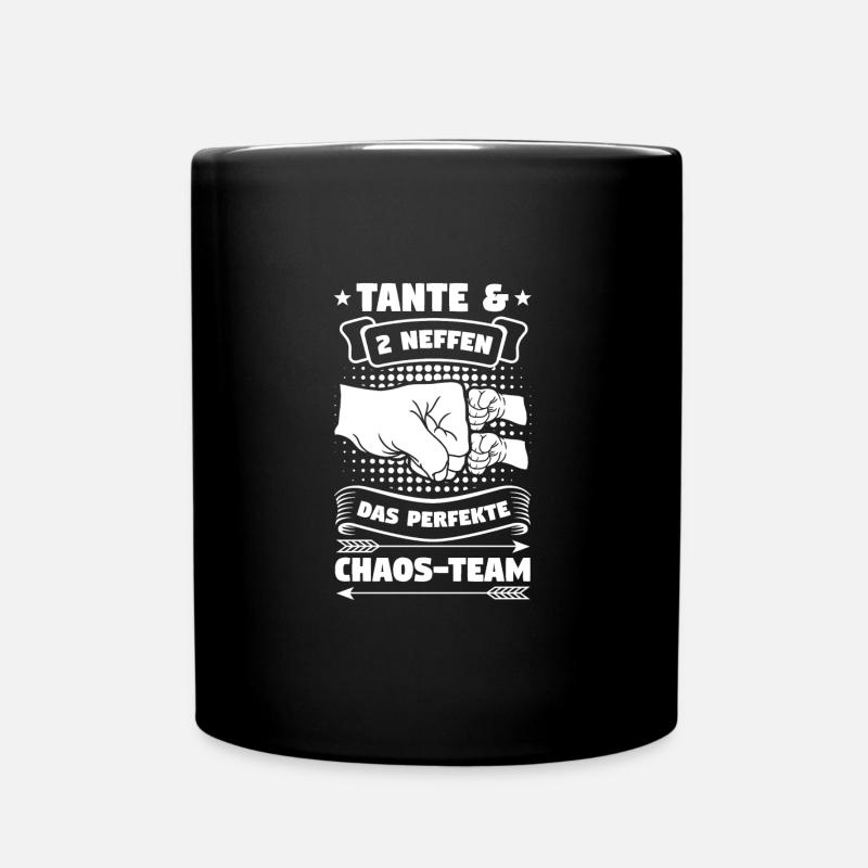 Tante 2 Neffen Tanten Geschenk - Tasse einfarbig - Schwarz