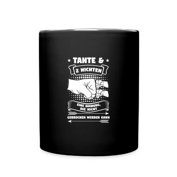 Tante 2 Nichten Nichten Geschenk - Tasse einfarbig - Schwarz - Vorne