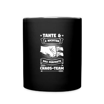 Tante 2 Nichten Tanten Geschenk - Tasse einfarbig - Schwarz - Vorne
