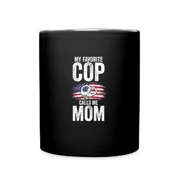 Polizist Mama Cop Mama Familie Geschenk - Tasse einfarbig - Schwarz - Vorne