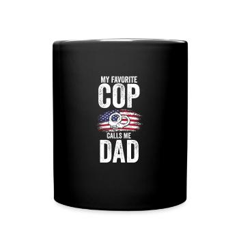 Cop Dad Cop Dad Familie Geschenk - Tasse einfarbig - Schwarz - Vorne