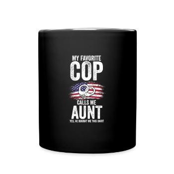Cop Aunt Nephew Cop Aunt Family Geschenk - Tasse einfarbig - Schwarz - Vorne