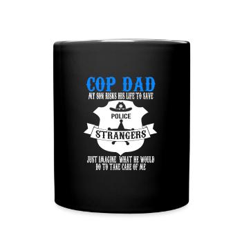 Cop Dad Son Cop Dad Family Geschenk - Tasse einfarbig - Schwarz - Vorne