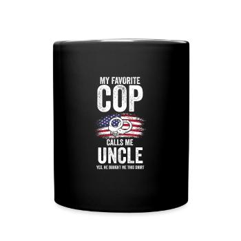Cop Uncle Nephew Cop Uncle Family Geschenk - Tasse einfarbig - Schwarz - Vorne