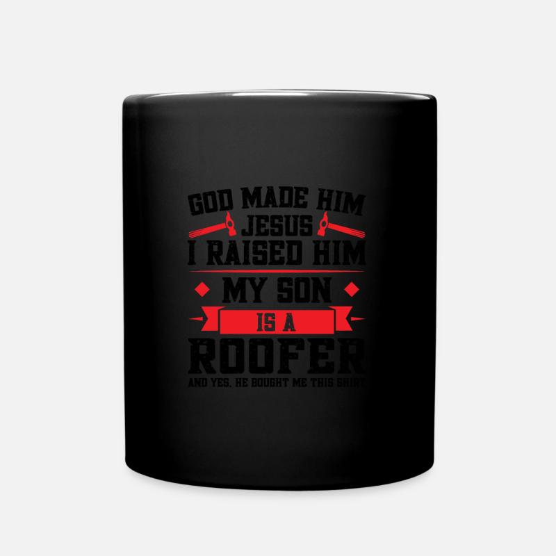 Dachdecker Vater Sohn Dachdecker Papa Familie - Tasse einfarbig - Schwarz