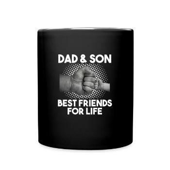 Papa & Sohn Papa Sohn Geschenk - Tasse einfarbig - Schwarz - Vorne