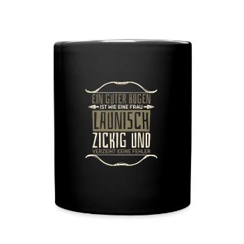 Bogen Bogensport Bogenschütze Bogenschießen - Tasse einfarbig - Schwarz - Vorne