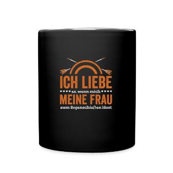 Pfeil Bogenschießen Bogenschütze Bogensport - Tasse einfarbig - Schwarz - Vorne