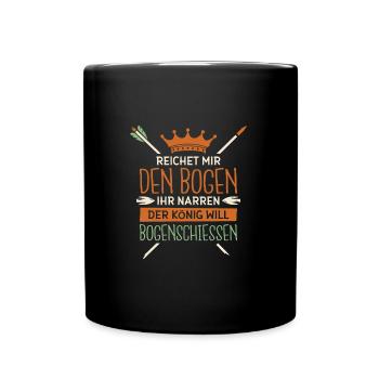Bogen Bogenschütze Bogenschießen Bogensport - Tasse einfarbig - Schwarz - Vorne