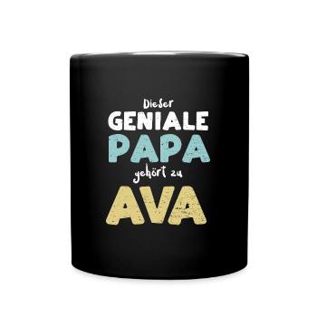 Dieser Geniale Papa Gehört Zu Ava - Tasse einfarbig - Schwarz - Vorne