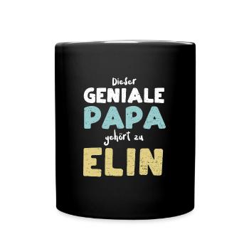 Dieser Geniale Papa Gehört Zu Elin - Tasse einfarbig - Schwarz - Vorne