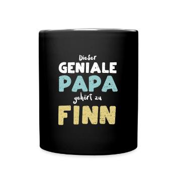 Dieser Geniale Papa Gehört Zu Finn - Tasse einfarbig - Schwarz - Vorne
