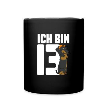 13.Geburtstag Dackel Hund Geschenk - Tasse einfarbig - Schwarz - Vorne
