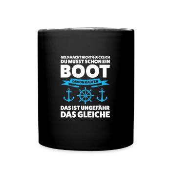 Boot Segeln Bootfahrer Geschenk - Tasse einfarbig - Schwarz - Vorne