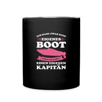 Kapitän Boot Bootfahrer Geschenk - Tasse einfarbig - Schwarz - Vorne
