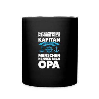 Kapitän Opa Bootfahrer Geschenk - Tasse einfarbig - Schwarz - Vorne