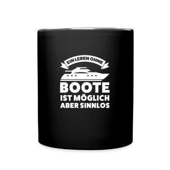Boot Segeln Motorboot Geschenk - Tasse einfarbig - Schwarz - Vorne