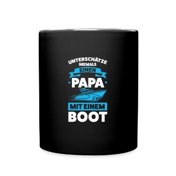 Boot Papa Segler Geschenk - Tasse einfarbig - Schwarz - Vorne