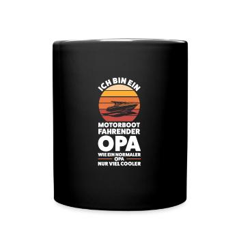 Motorboot Opa Bootfahrer Geschenk - Tasse einfarbig - Schwarz - Vorne