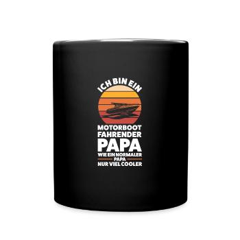Motorboot Papa Bootfahrer Geschenk - Tasse einfarbig - Schwarz - Vorne