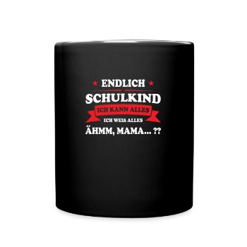 Schulkind Schule Schüler Geschenk - Tasse einfarbig - Schwarz - Vorne