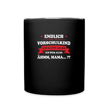 Vorschule Schüler Vorschulkind Geschenk - Tasse einfarbig - Schwarz - Vorne