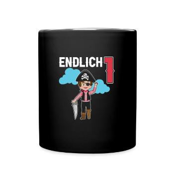 1.Geburtstag Pirat Piraten Geschenk - Tasse einfarbig - Schwarz - Vorne